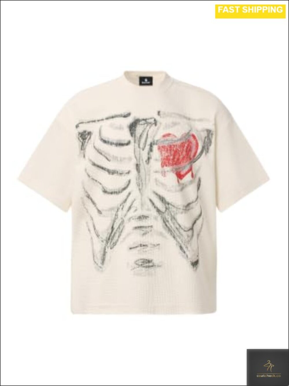 Unisex Oversized Waffle Knit Short Sleeve Graphic Streetwear T-Shirt